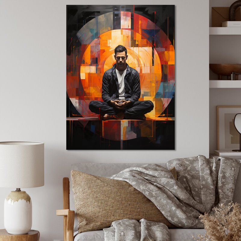 Orange méditation noire sérénade du silence - décoration murale méditation, Toile tendue, H 20 po x l 12 po x P 1 po