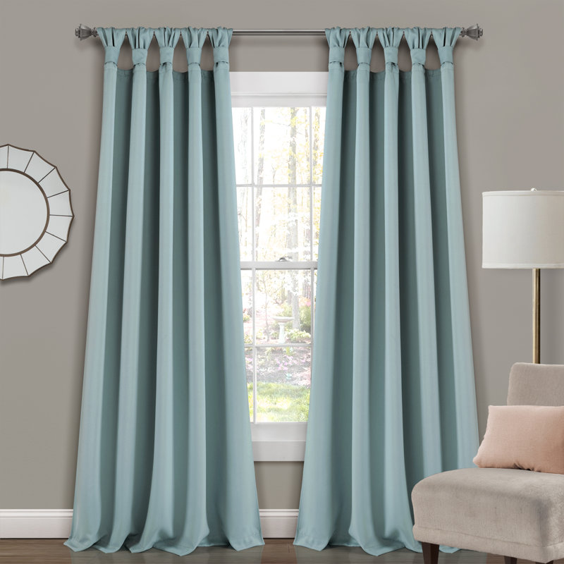 Lush Decor Insulated Knotted Tap Blackout Curtain Pair, Blue, 52" x 95"
