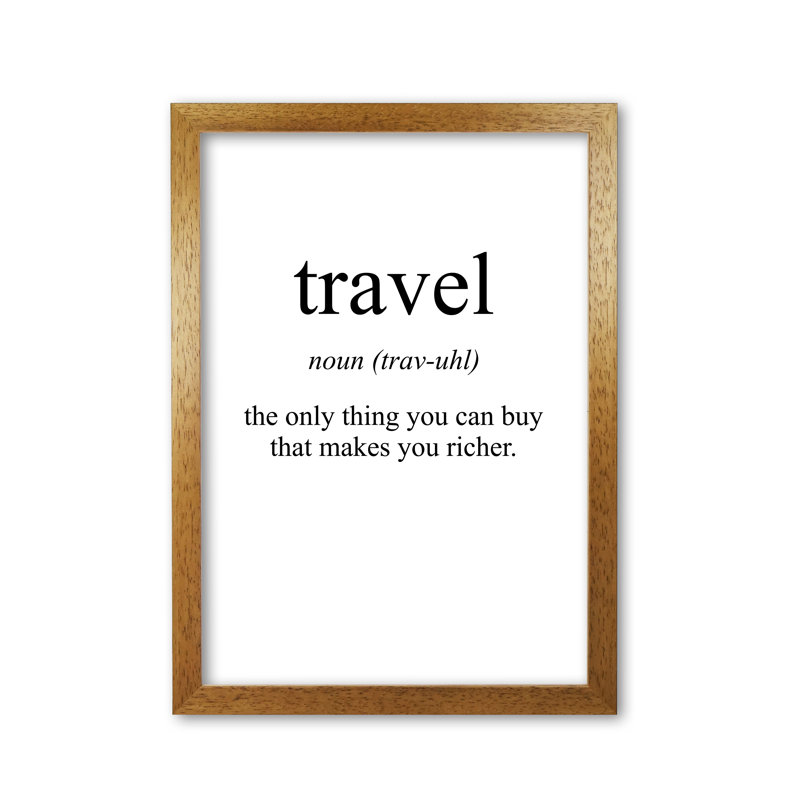 Travel - Print, Honey Oak Frame, 85 cm H x 60 cm W x 5 cm D