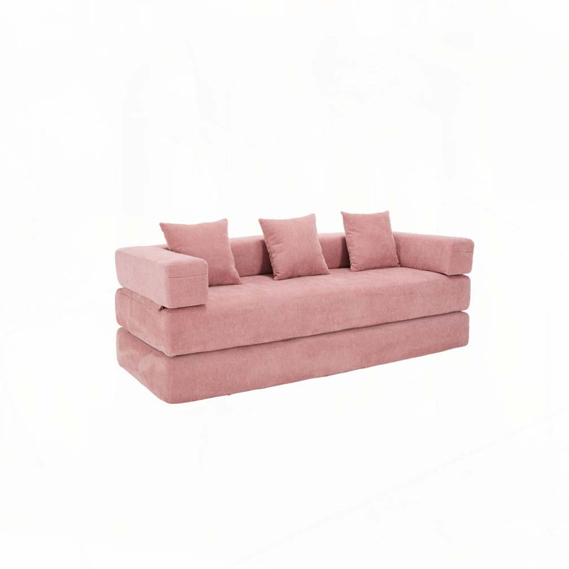 Canapé-lit pliant avec coussins Chenille, Rose