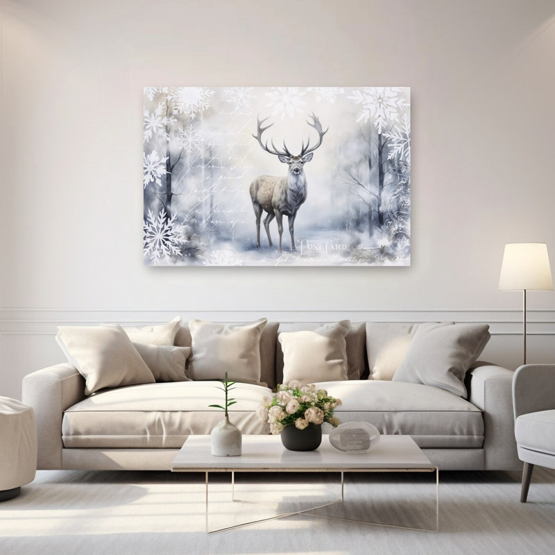 Nordic Winter II Abstract Contemporary Deer Forest Nature Wall Art Print by Andrea Haase - Wrapped Canvas Print