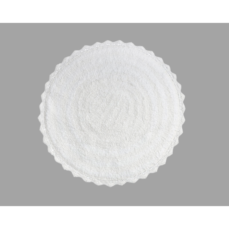 100% Cotton Non-Slip Bath Rug, White