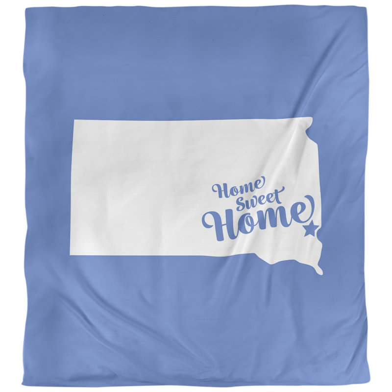 Housse de couette réversible simple Home Sweet Sioux Falls, Housse de couette pour très grand lit, Bleu, Microfibre