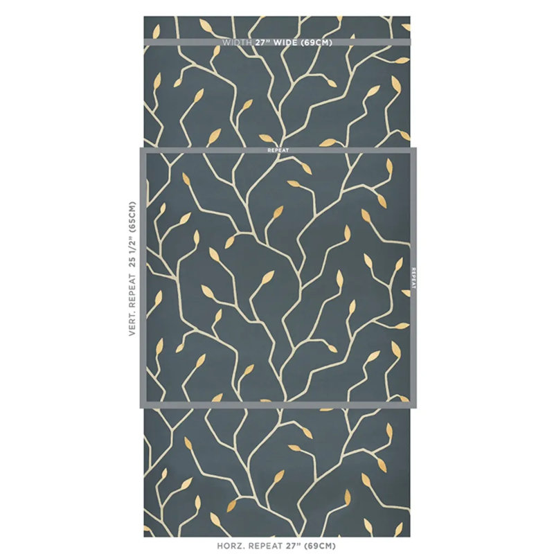 Cymbeline Wallpaper, Charcoal/Gold