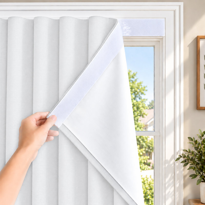 Rideaux occultants auto-adhésifs sans perçage, polyester, housse de fenêtre à intimité instantanée, stores portables faciles à poser pour chambre à coucher, dortoir, véhicule récréatif et voyage