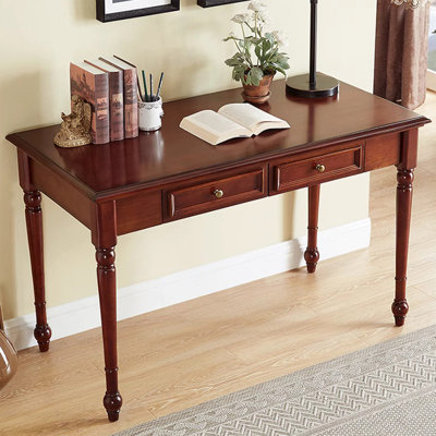 Maroon Rectangular Solid Wood with 2 drawers desk
