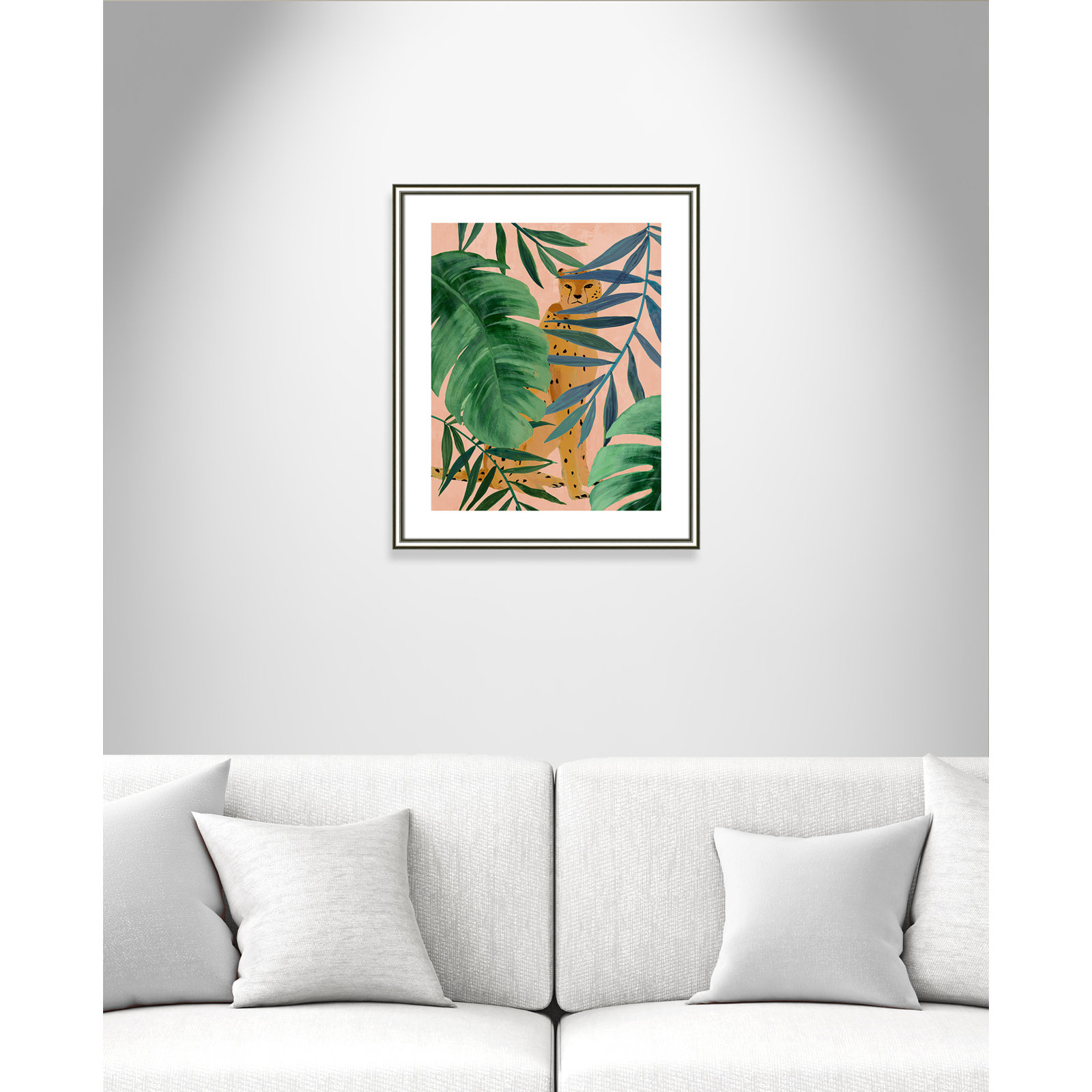 Allie "Silent Jungle" Painting by Isabelle Z, 25.5" H x 21.5" W x 0.88" D, Silver Framed Paper