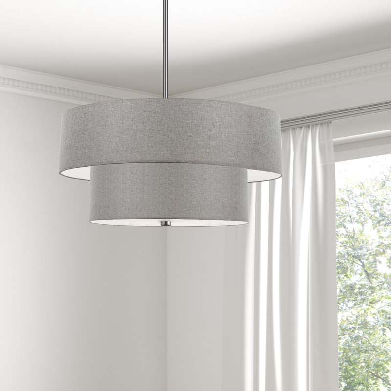 Luminaire suspendu incandescent 2 niveaux Absalat, Laiton vieilli, Gris