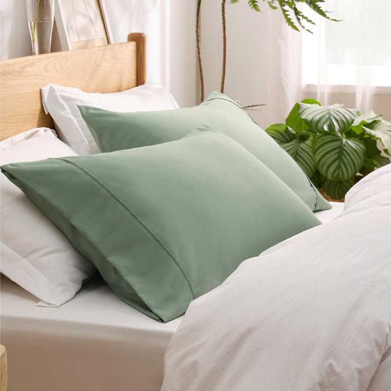 Bedsure Decorative Boho Pillow Shams With Envelope Closure, Queen Pillow Case, Sage Green
