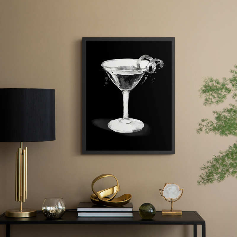 Habillé de martini noir, reproduction encadrée - bois massif, Noir, noir, noir, noir, H 30 po x l 24 po