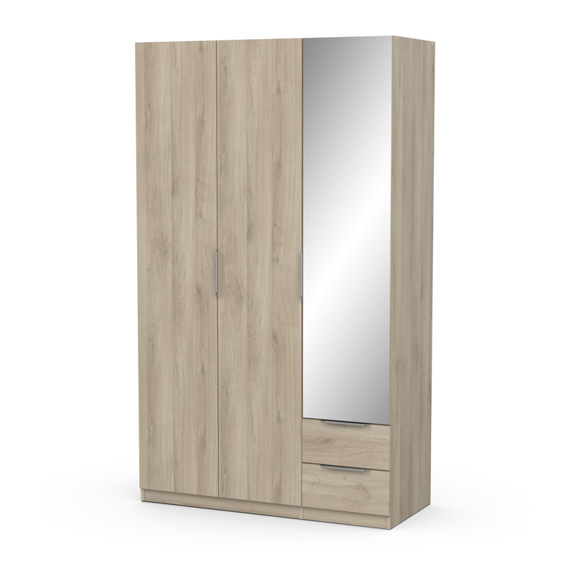 Nikkolaus 3 Door Manufactured Wood Wardrobe, Brown