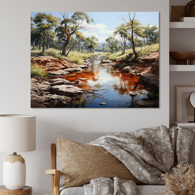 Aquarelle, rivière en Afrique, sur toile