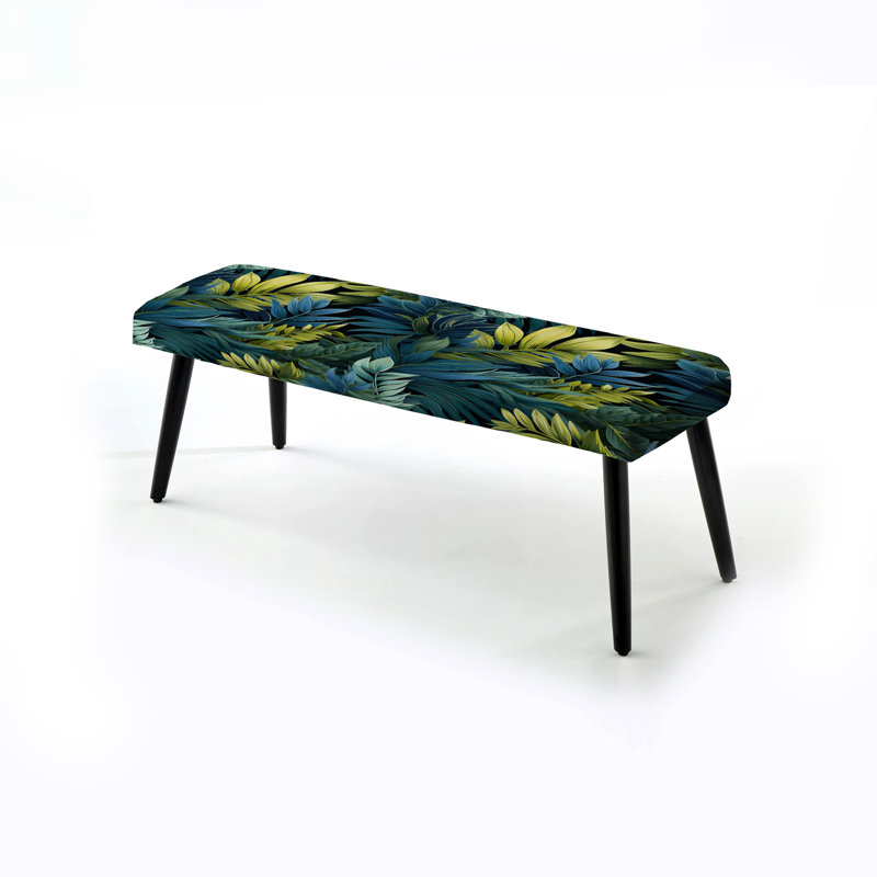 Azur et auvent vert motif tropical IV - Banc rembourré noir Tropical