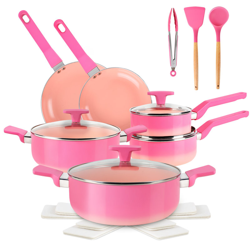 Fruiteam 10 Piece aluminium Non Stick Cookware Set, Copper/Black