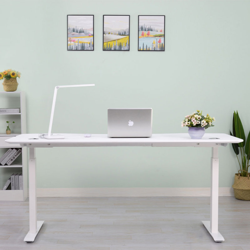 Kaylan Adjustable Height Modular Steel Standing Desk, Snow White