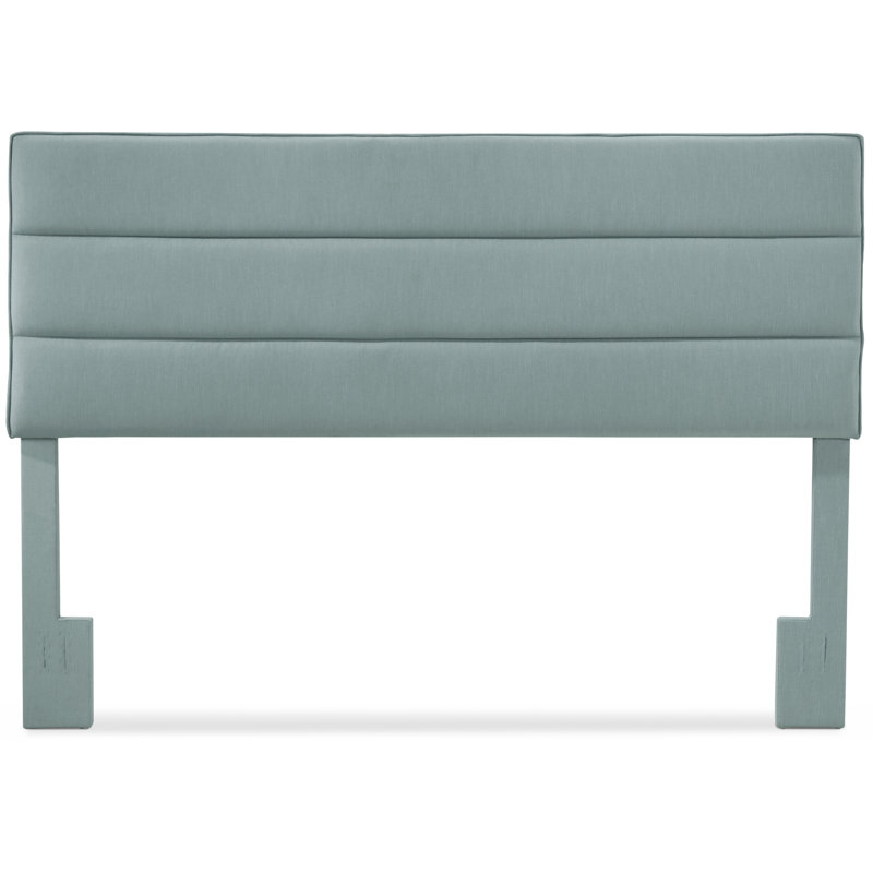 Serta Palisades Modern Tufted Design Upholstered Padded Headboard with Adjustable Height Frame, King, Light Blue