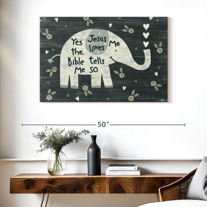 Tergel Jesus Loves Me Elephant, H 26 po x l 39 po