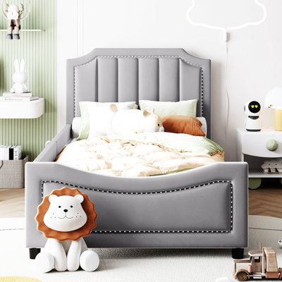Stripe Headboard Twin Daybed In Gray - & Attractive Design Size With Modern Stable