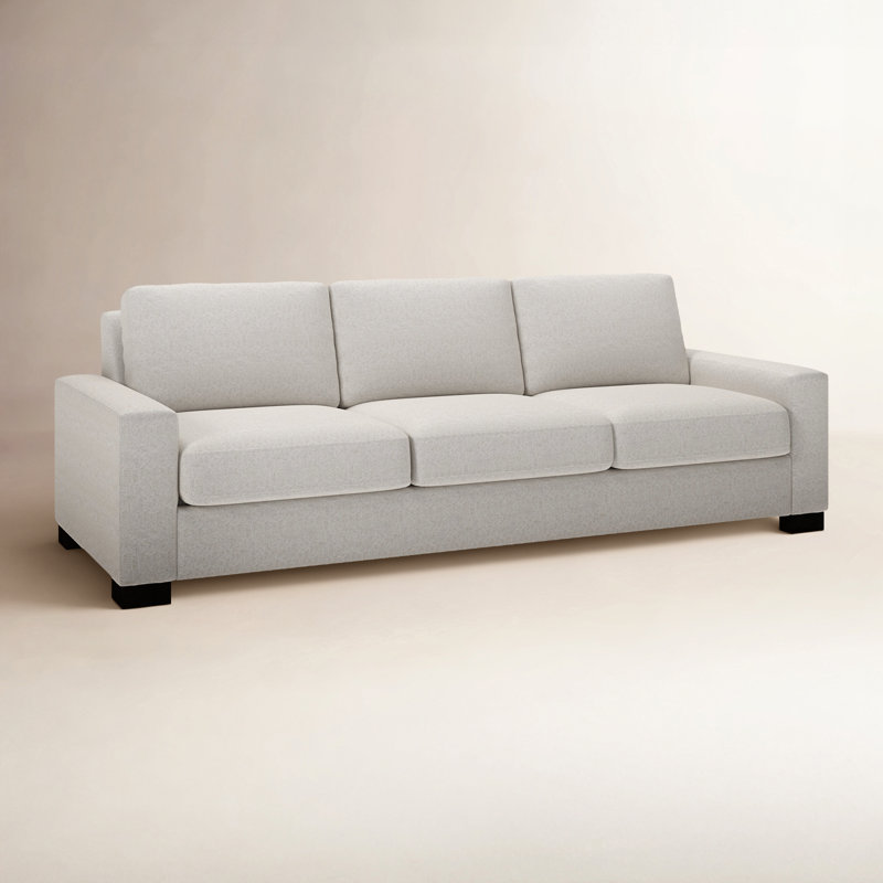 Jonie 100" Upholstered Sofa, Macarena Light Gray Basketweave