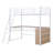 Metal Loft Bed with 3 Layers of Shelves and L-shaped Desk-289689415-289689417