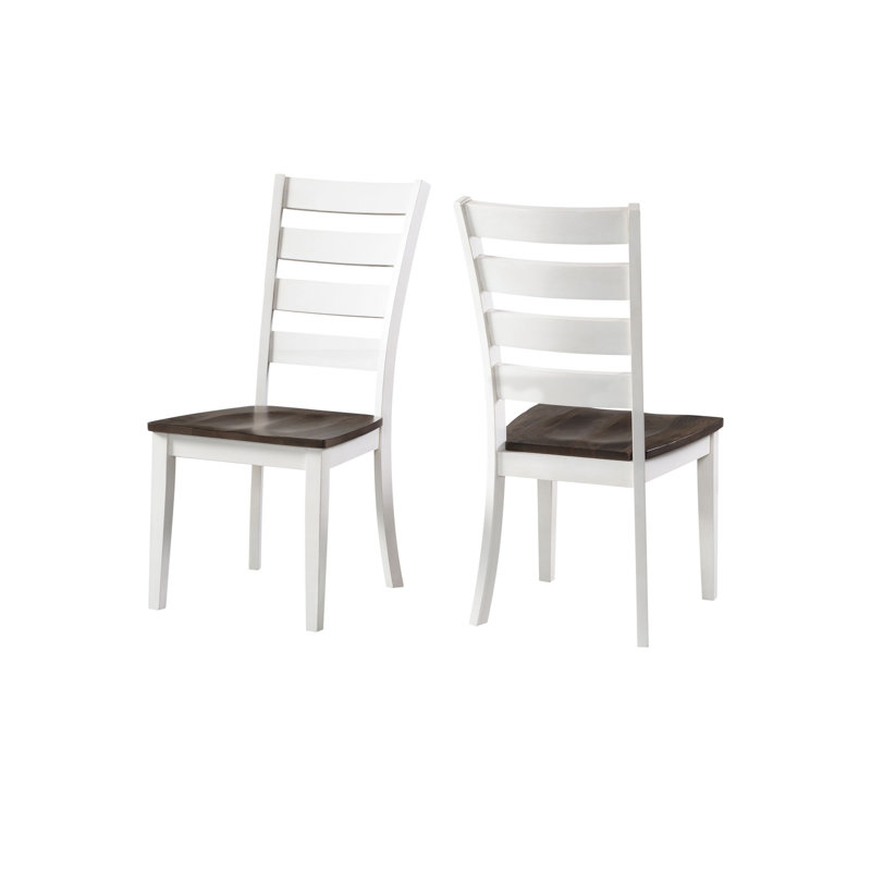 Boneta Ladder Back Side Chair with Wood, Gray and White