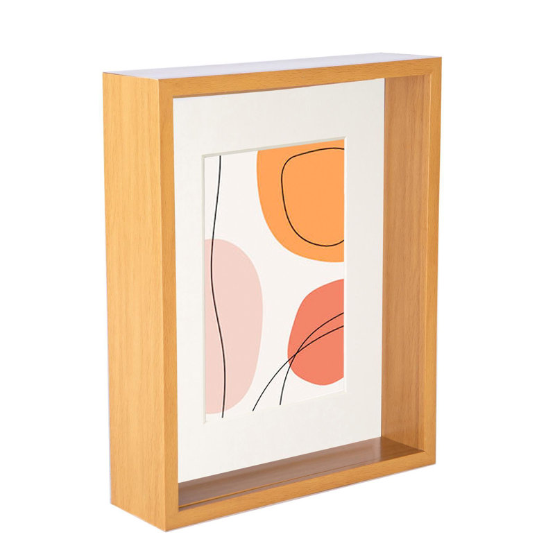 Nicola Spring - 3D Deep Box Photo Frame, 13cm x 18cm, Light Wood/Ivory