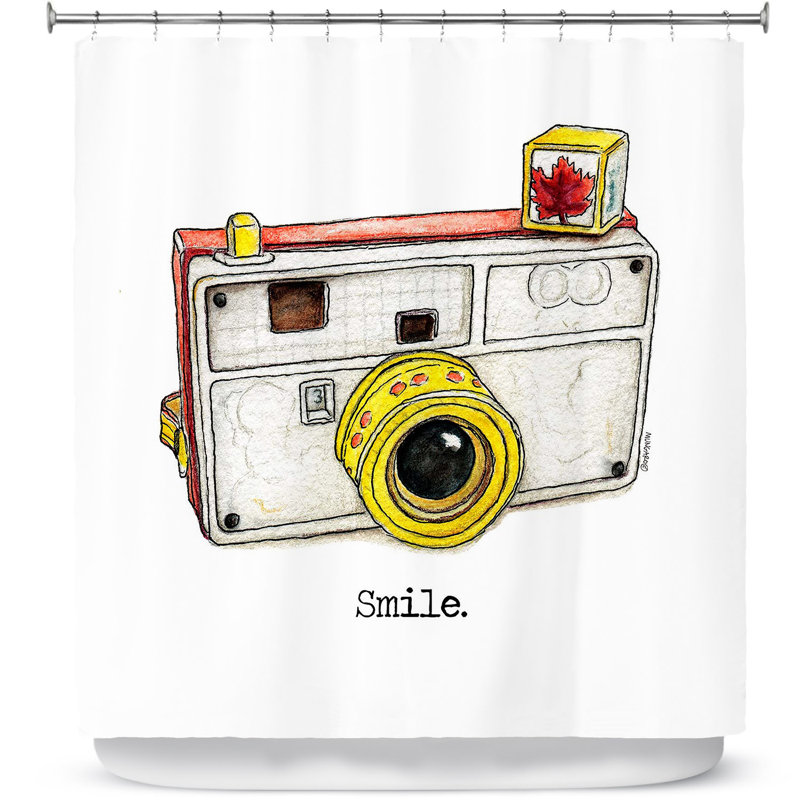 Rideau de douche simple à sourire pour appareil photo jouets