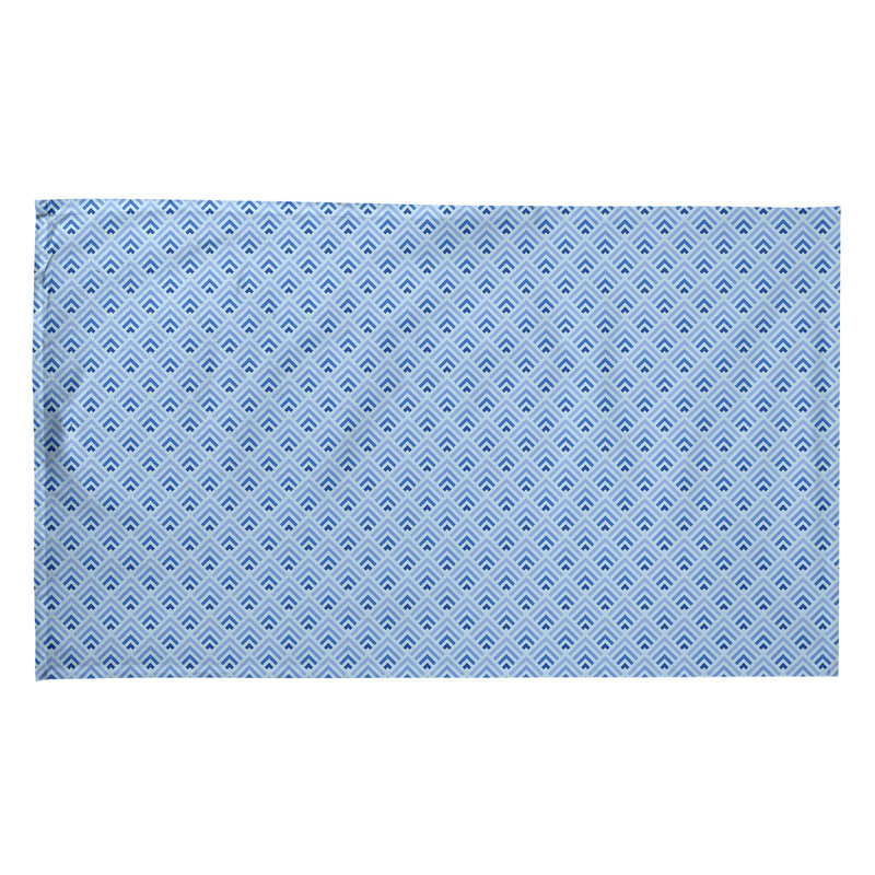 Torchon à motif géométrique inversé, Polyester sergé, bleu