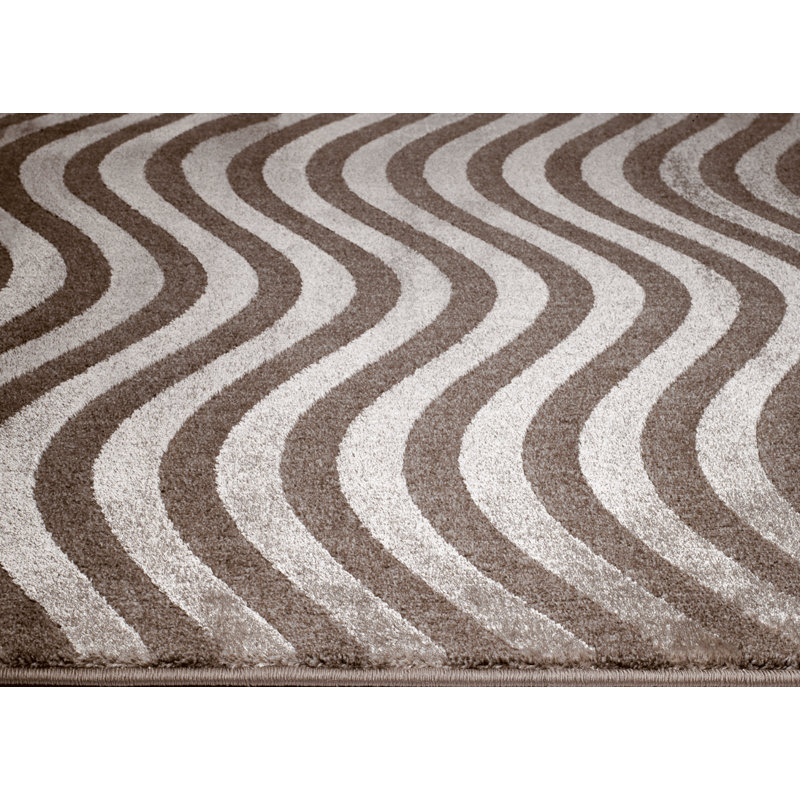 Tapis décoratif d’intérieur/extérieur à rayures beige Castillo, Rectangle de 8 pi x 10 pi