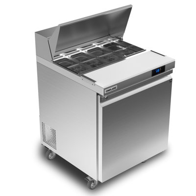 27'' W Commercial Refrigerator Sandwich Salad Prep Table, 1 Door Sandwich Fridge with 8 GN 1/6 Pans