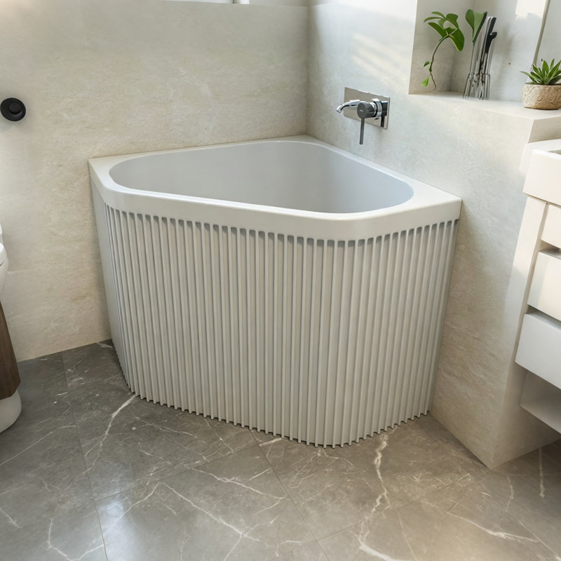 Modern Minimalist Acrylic Corner Freestanding Bathtub, 23.62" H x 31.50" W x 31.50" D