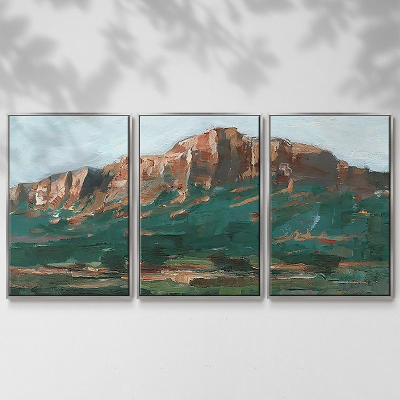 «Heading West II», reproduction sur toile 3 pièces, H 24 po x l 48 po x P 2 po, Argent