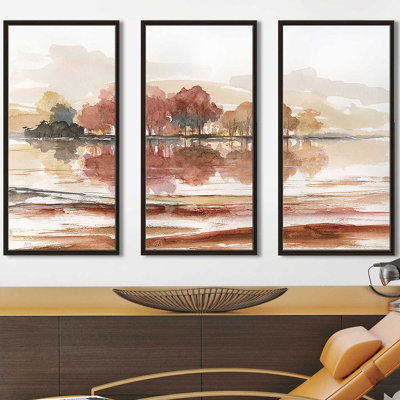 Earthy Dreams - 3 pièces, cadre flottant, peinture sur toile