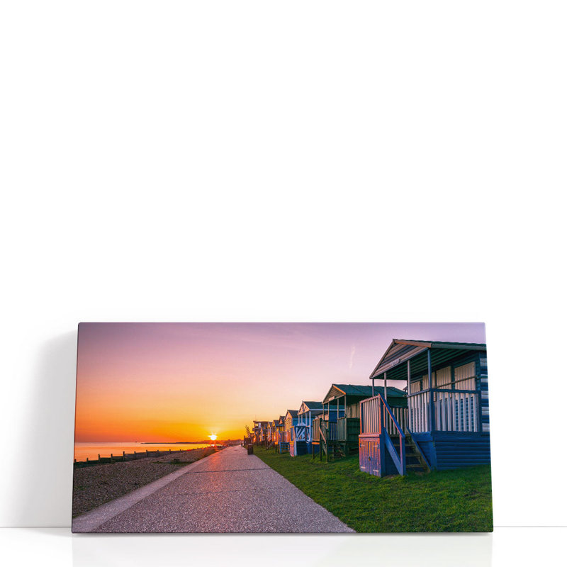 «Beach Huts at Sunset», reproduction d'art sur toile, H 30 po x l 60 po