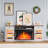 Farmhouse 70"W LED Curved Fireplace TV Stand, Barnwood/White-1988164188
