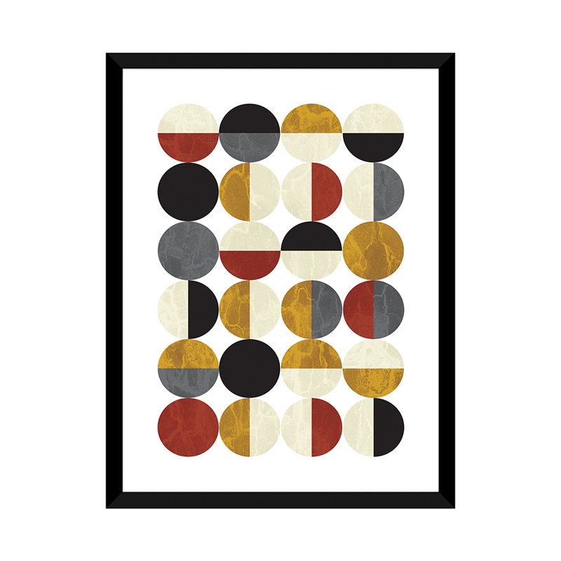 « demi-cercles », impression, H 32 po x l 24 po x P 1 po, Papier encadré noir