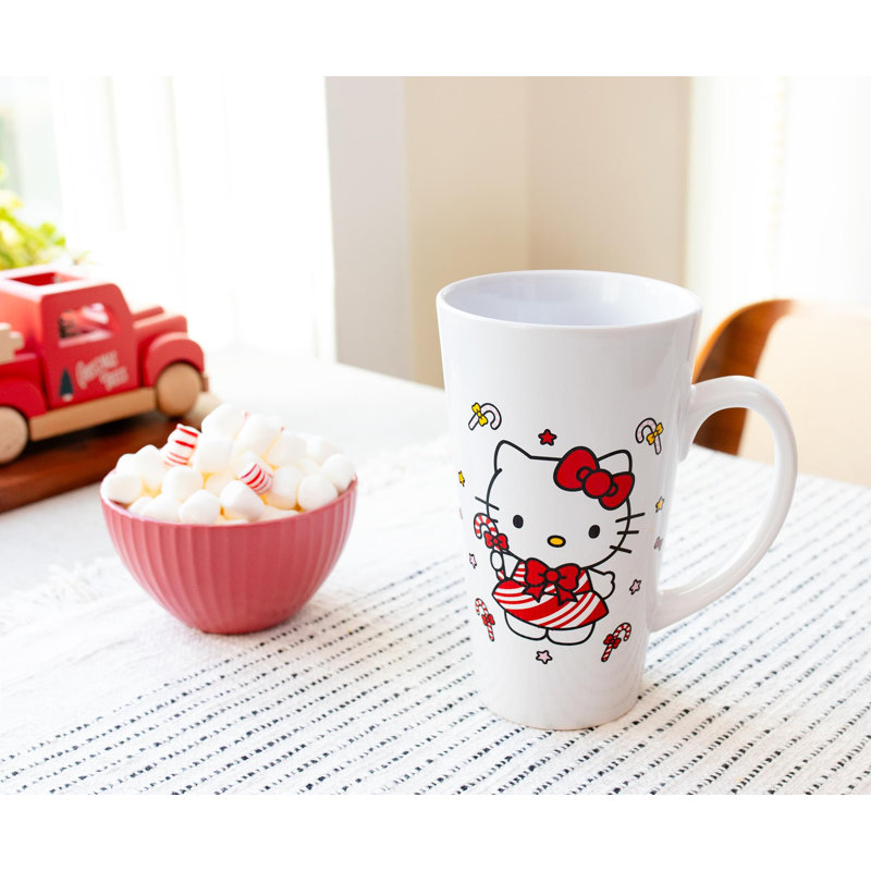 Grande tasse à lattes en céramique Sanri Hello Kitty Peut contenir 16 onces