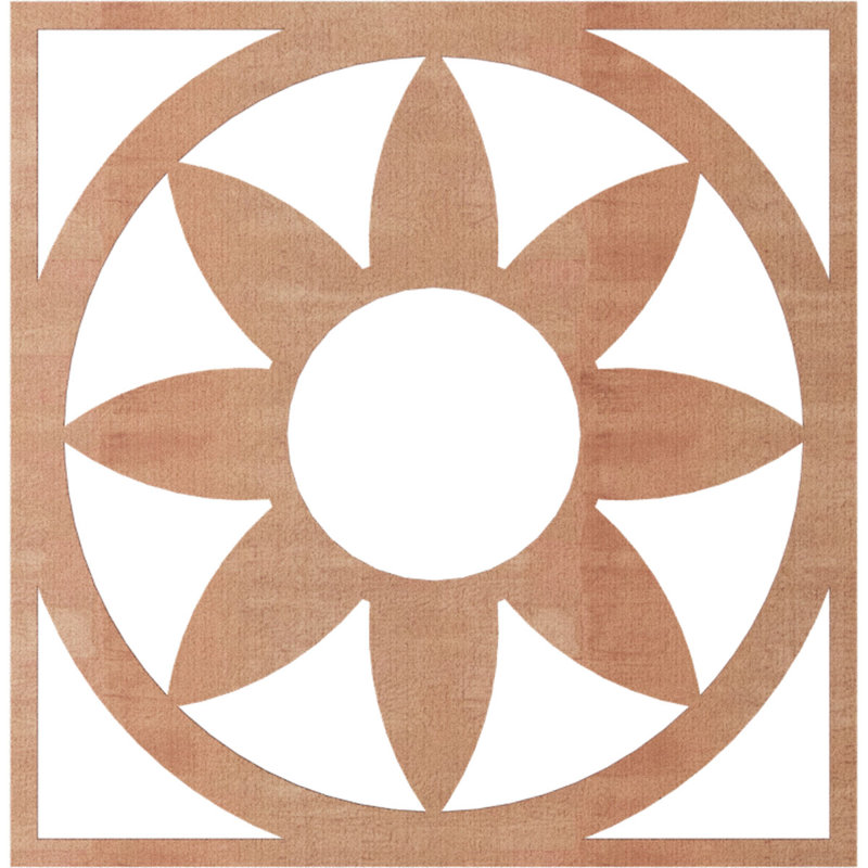 Médaillon de plafond en bois Blume, H 36 po x l 36 po x P 0,25 po, Cerisier