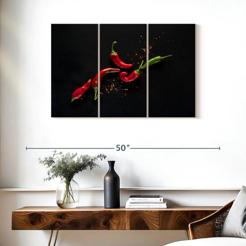 Yarlin Red And Green Chili Peppers, 24" H x 38" W
