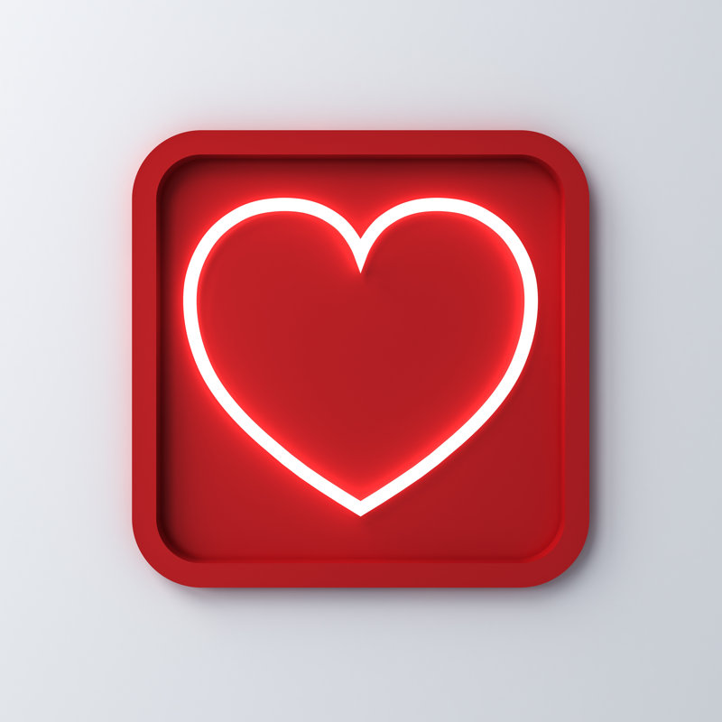 Neon Light Heart by Masterzphotois - Wrapped Canvas Print, 30cm H x 30cm W