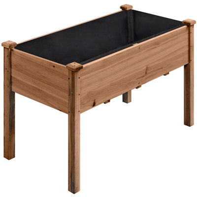 Rigney  Outdoor Fir Wood Elevated Planter with Fabric Liner & Drainage Holes