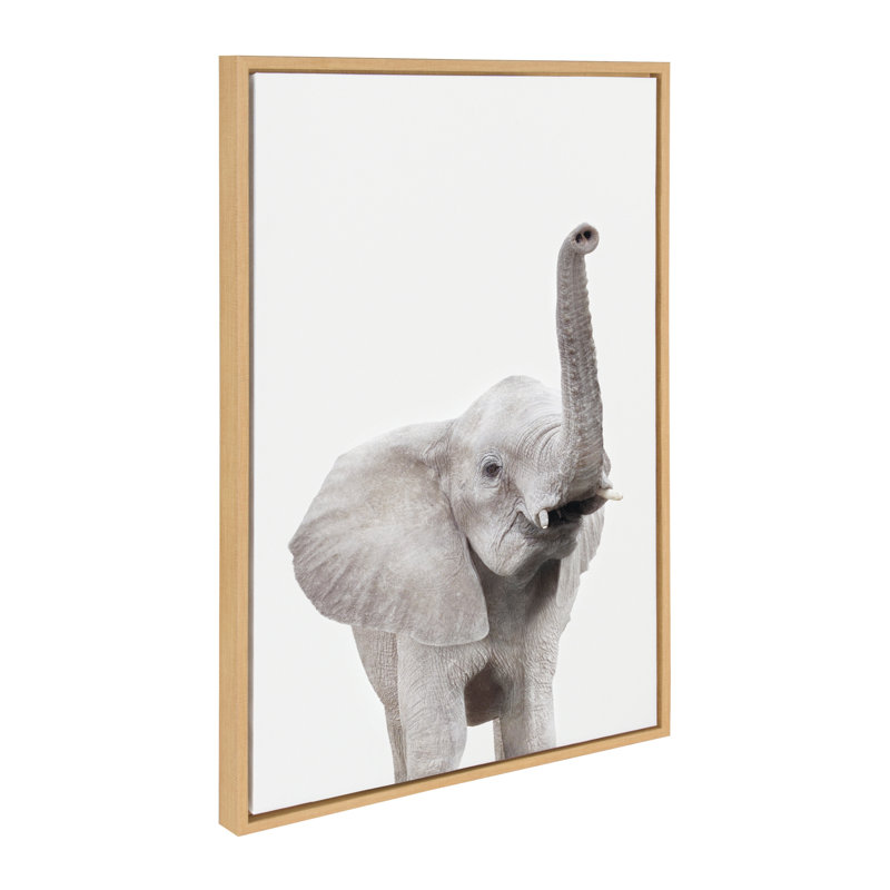 "Animal Studio Elephant" par Amy Peterson, reproduction d'art sur toile encadrée, Cadre naturel