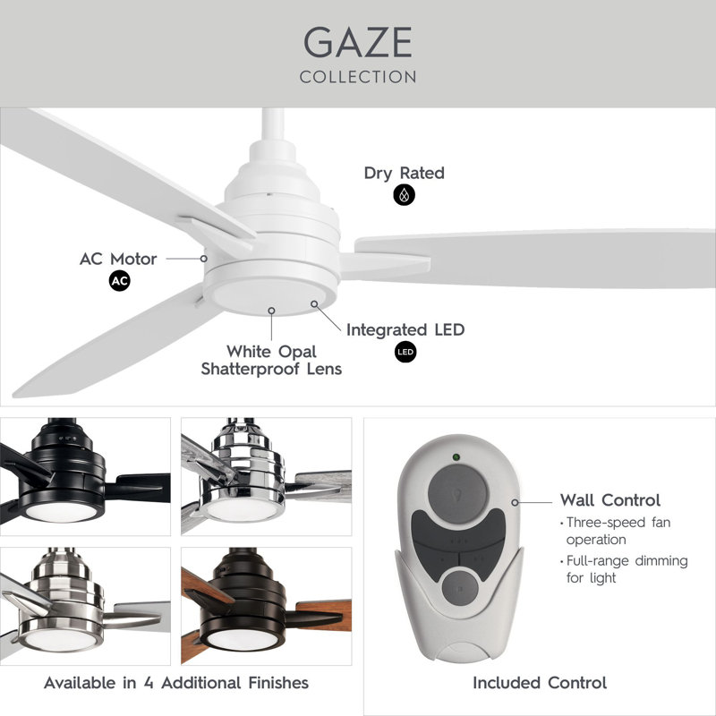 Ventilateur de plafond à trois pales à DEL de 60 po Gaze Collection