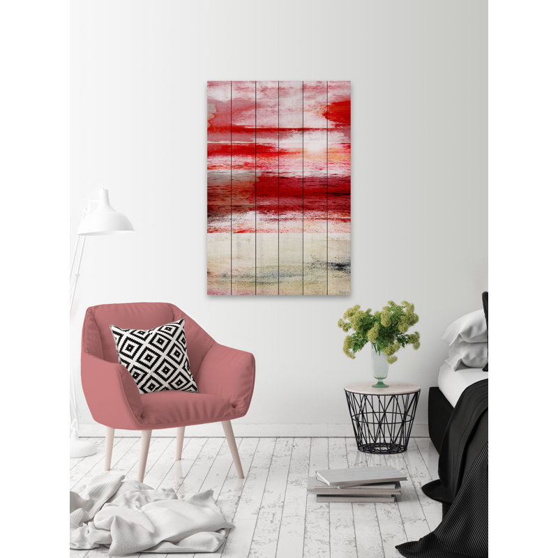 «Crimson Sea» par Parvez Taj - peinture sur bois sans cadre, H 60 po x l 40 po x P 1,5 po