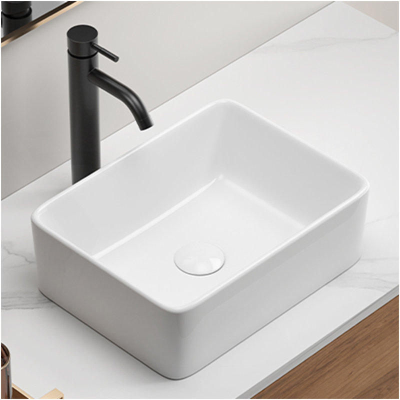 Rectangular Vessel Sink, 16"X12" Small Bowl Bathroom Vessel Sink, White Ceramic Lavatory Above Counter Art Basin Vanity Sink