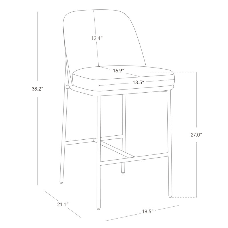 Tabouret de comptoir 27 po Angelick, Gris, Noir