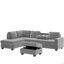 Canapé modulaire moderne avec méridienne réversible, ensemble de canapé en forme de L avec repose-pieds de rangement et deux porte-gobelets pour le salon