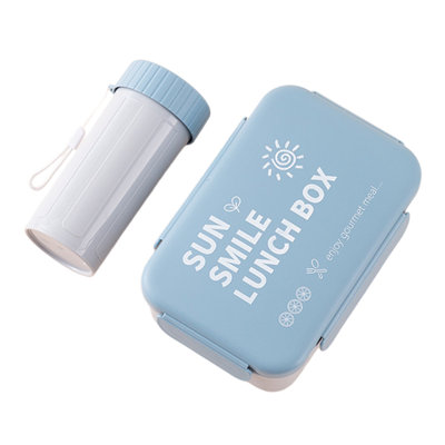 Plastic lunch boxes Lunchbox And Mug Set Bento Lunch Box Lunch Containers Microwaveable Feature 3 Compartment Lunch Box Suitable For Students To Use