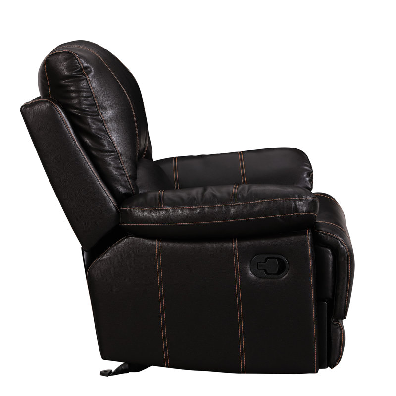 Fauteuil inclinable en cuir brun avec support lombaire et rembourrage en mousse, profondeur de 41 po x 41 po, rembourrage doux, largeur 41 po,