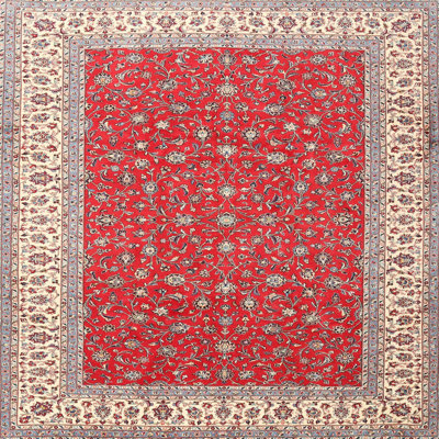 Tapis rouge/beige/gris traditionnel Kirti